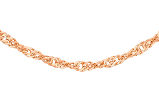 9K Rose Gold 0.9mm Diamond Cut Twist Curb Chain 18"