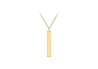9K Yellow Gold Vertical Bar Adjustable Necklace /16"-17"