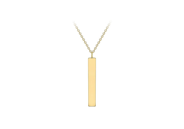 9K Yellow Gold Vertical Bar Adjustable Necklace /16"-17"