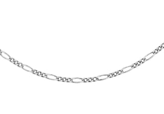 9ct White Gold Diamond Cut Figaro Chain 16"
