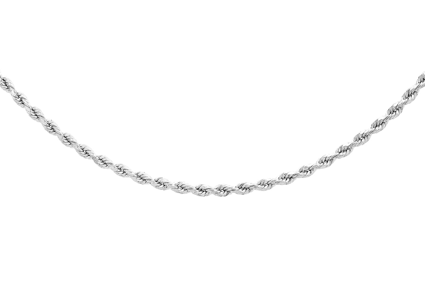 9ct White Gold Semi Solid Rope Chain 22"