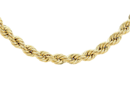 9K Yellow Gold Semi Solid Rope Chain 20"