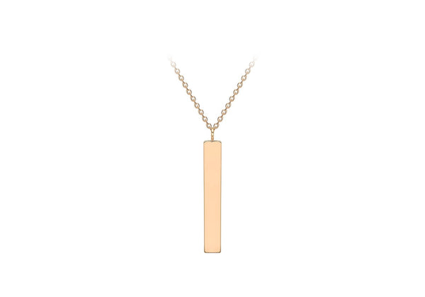 9K Rose Gold Vertical Bar Adjustable Necklace /16"-17"