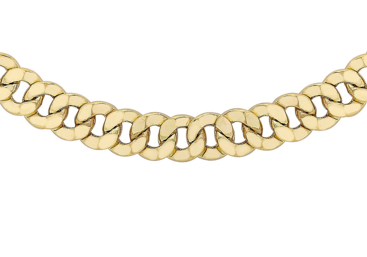 9ct Yellow Gold Diamond Cut Round Curb Chain