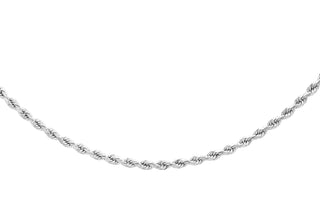 9ct White Gold Diamond Cut Rope Chain 18"
