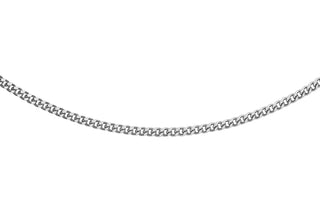 9ct White Gold Diamond Cut Curb Chain 18"