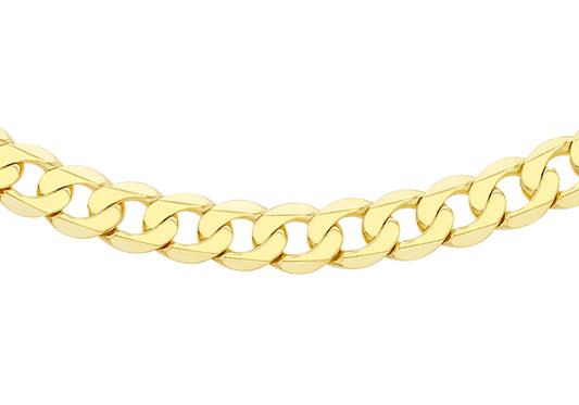9ct Yellow Gold Flat DC Curb Chain 18"