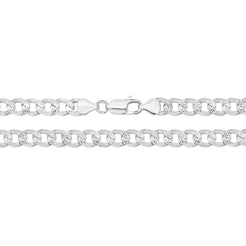 Sterling Silver Curb Pave Chain 26"