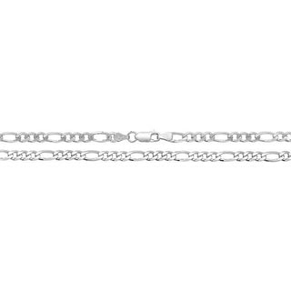 Sterling Silver Figaro Pave Chain 20"