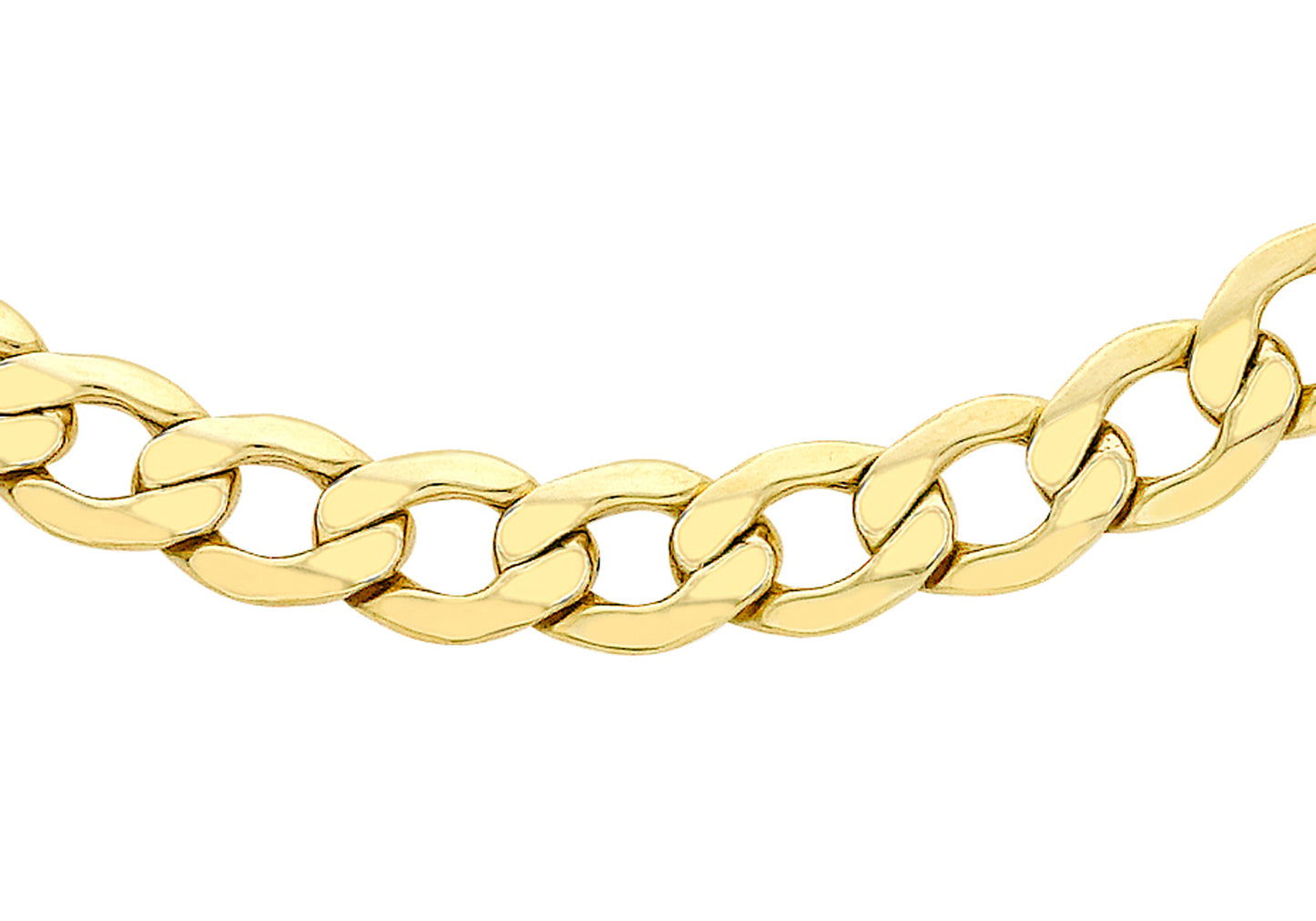 9K Yellow Gold 6.1mm Hollow Curb Chain 18"