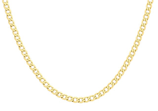 9K Yellow Gold 6.1mm Hollow Curb Chain 18"