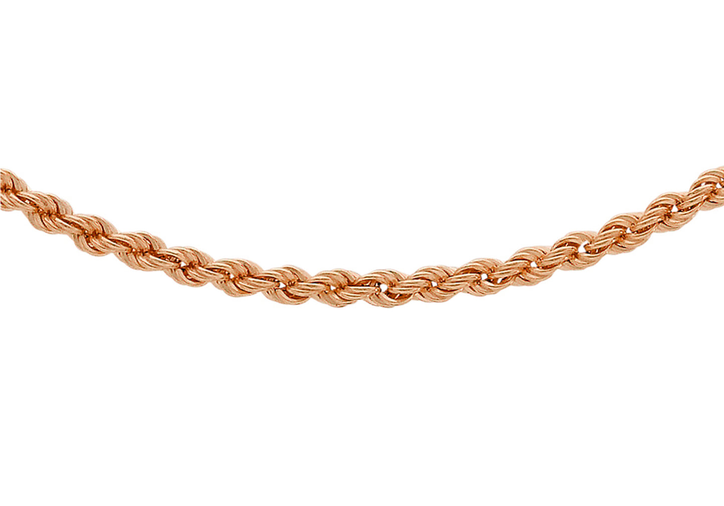 9K Rose Gold Hollow 2mm Rope Chain 20"