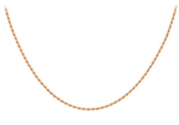 9K Rose Gold 1.5mm Rope Chain 20"