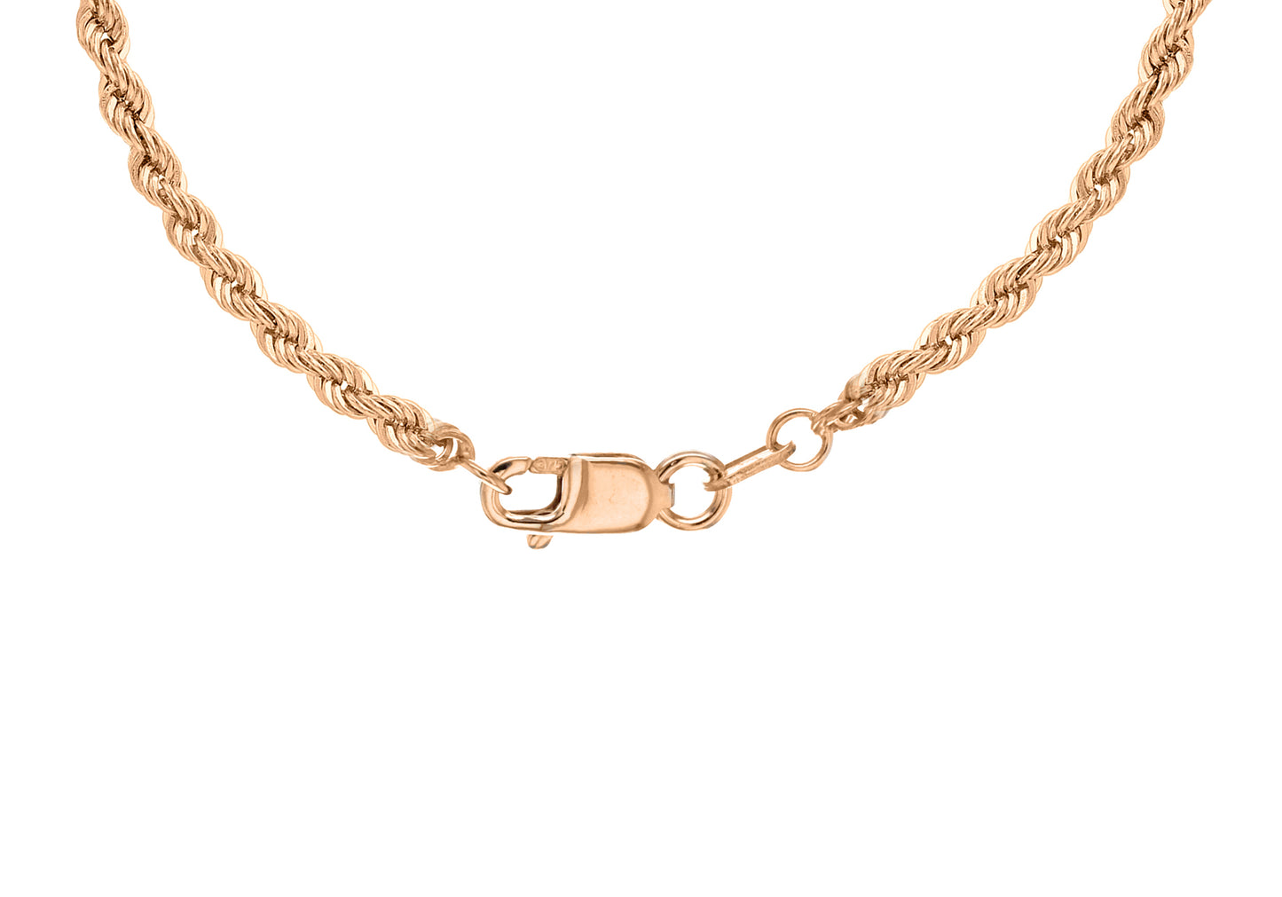 9K Rose Gold 2.1mm Rope Chain 16"