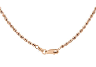 9K Rose Gold 2.1mm Rope Chain 20"