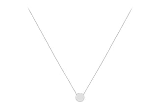 9K White Gold 10mm Disc Necklace 16" - 17"