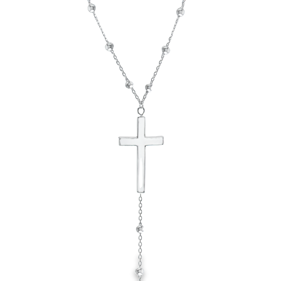 Sterling Silver Cross and Ball Necklace