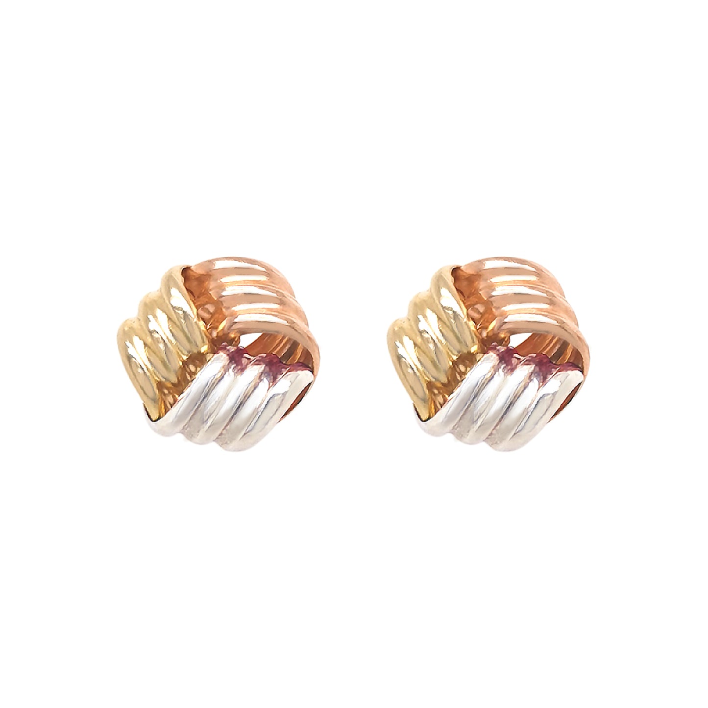 9ct Tri-Coloured Knot Style Stud Earrings
