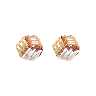 9ct Tri-Colour Knot Style Stud Earrings