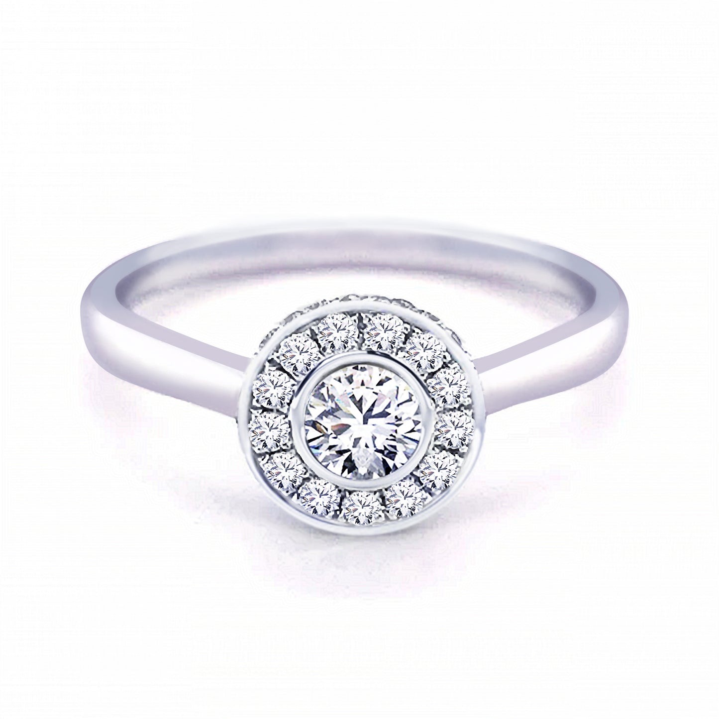 18ct White Gold 0.44ct Diamond Halo Ring