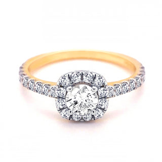 18ct Yellow Gold 0.75ct Diamond Halo Ring