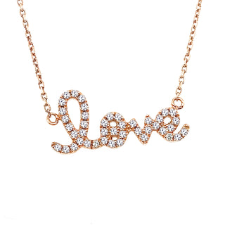 18ct Rose Gold Diamond 'Love' Necklace