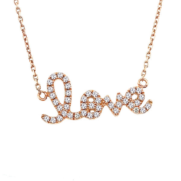 18K Rose Gold Diamond 'Love' Necklace