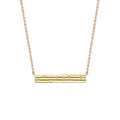 9K Yellow Gold Diamond Set Satin Bar Necklace