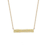 9K Yellow Gold Diamond Set Satin Bar Necklace