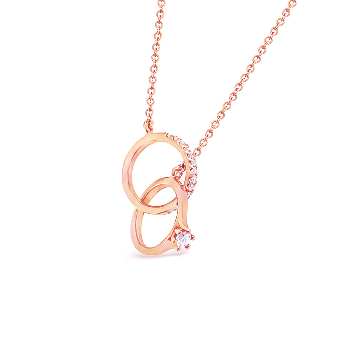 18ct Rose Gold Two Ring Necklace
