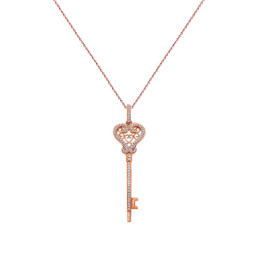 18ct Rose Gold Diamond Key Necklace