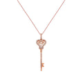 18K Rose Gold Diamond Key Necklace