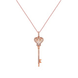 18K Rose Gold Diamond Key Necklace