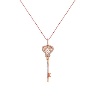 18K Rose Gold Diamond Key Necklace