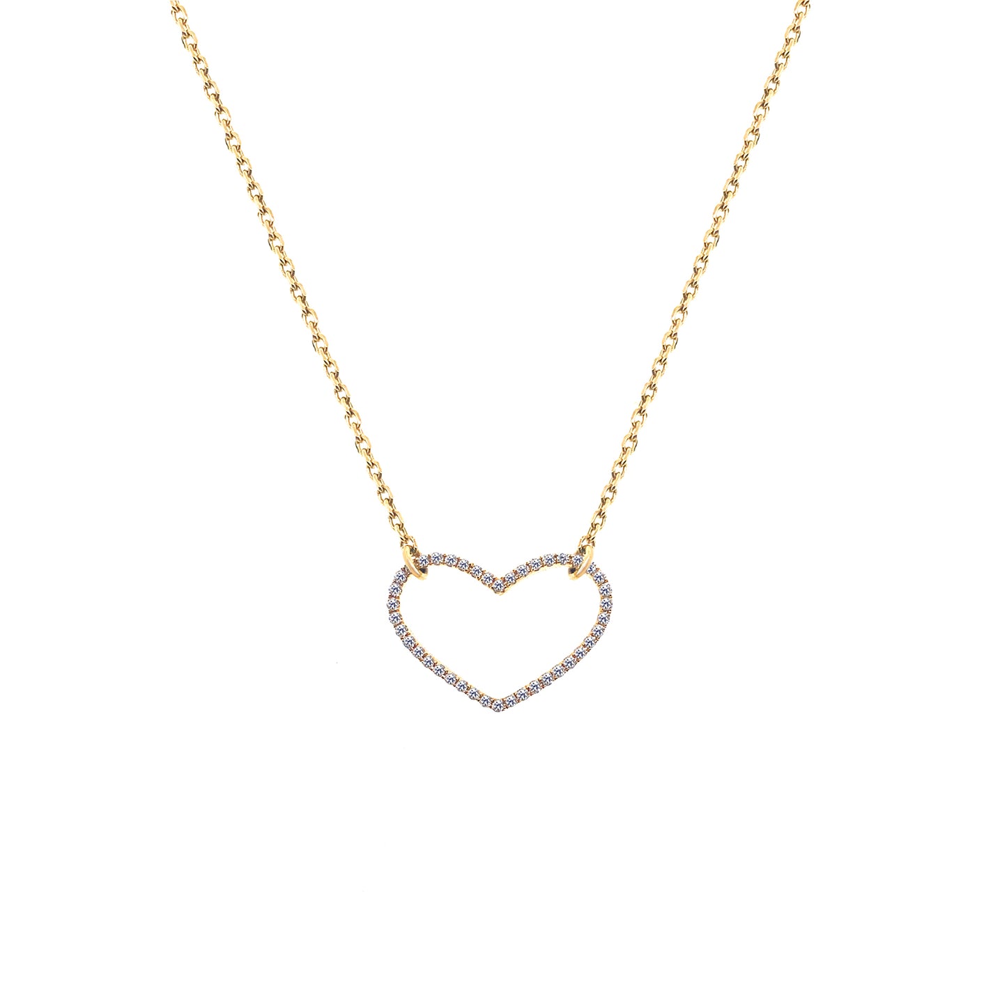 18ct Yellow Gold Diamond Open Heart Necklace