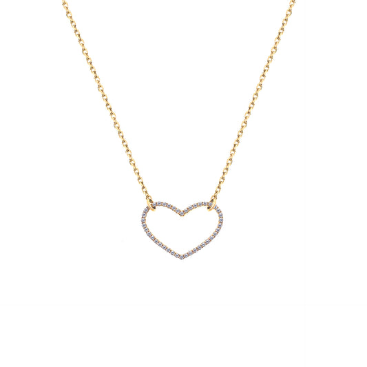 18ct Yellow Gold Diamond Open Heart Necklace