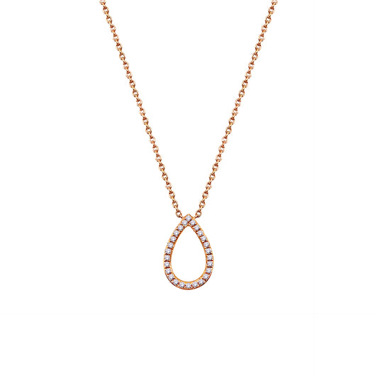 18ct Rose Gold Open Pear Diamond Necklace