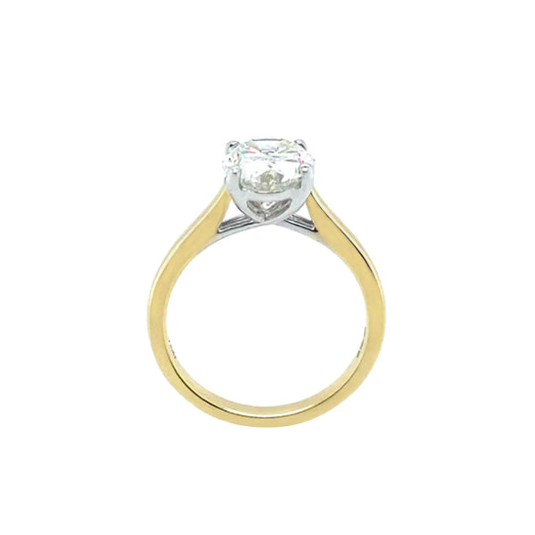 18K Yellow & White Gold Oval Solitaire Ring