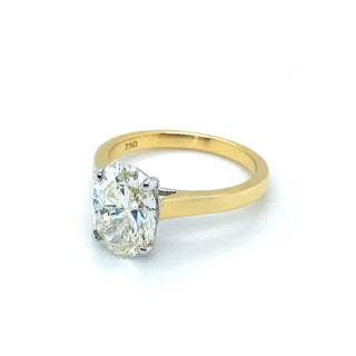 18ct Yellow & White Gold Oval Solitaire Ring