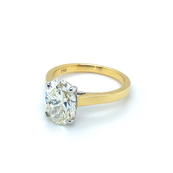 18K Yellow & White Gold Oval Solitaire Ring