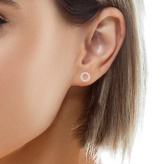 9ct White Gold Beaded Circle Stud Earrings